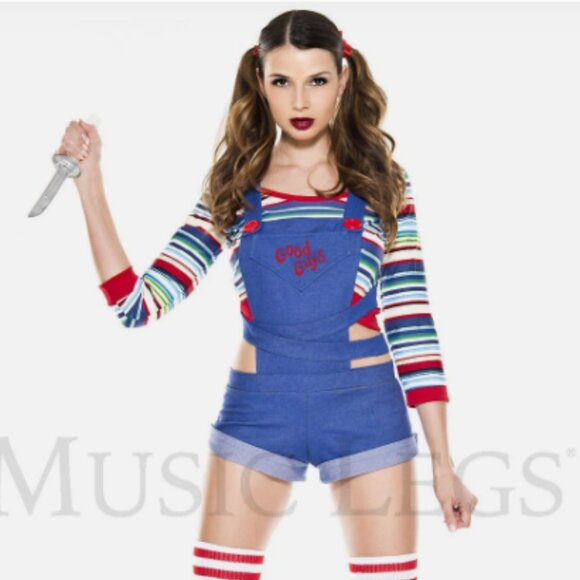 NEW Music Legs Nightmare Killer Doll Chucky Sexy Halloween Costume Small Medium - Picture 1 of 10
